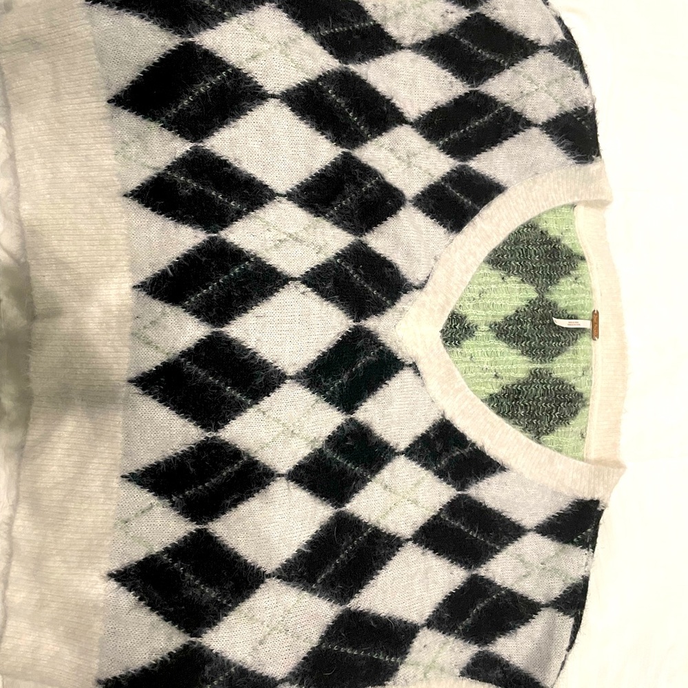 Free People fuzzy argyle vest